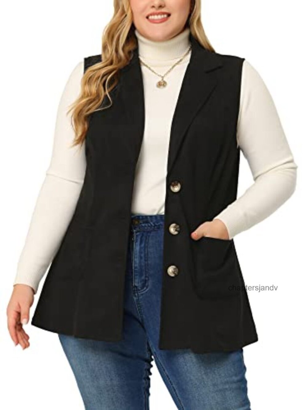 Plus Size Faux Suede Utility Vest Sleeveless Button Front Lightweight Casual